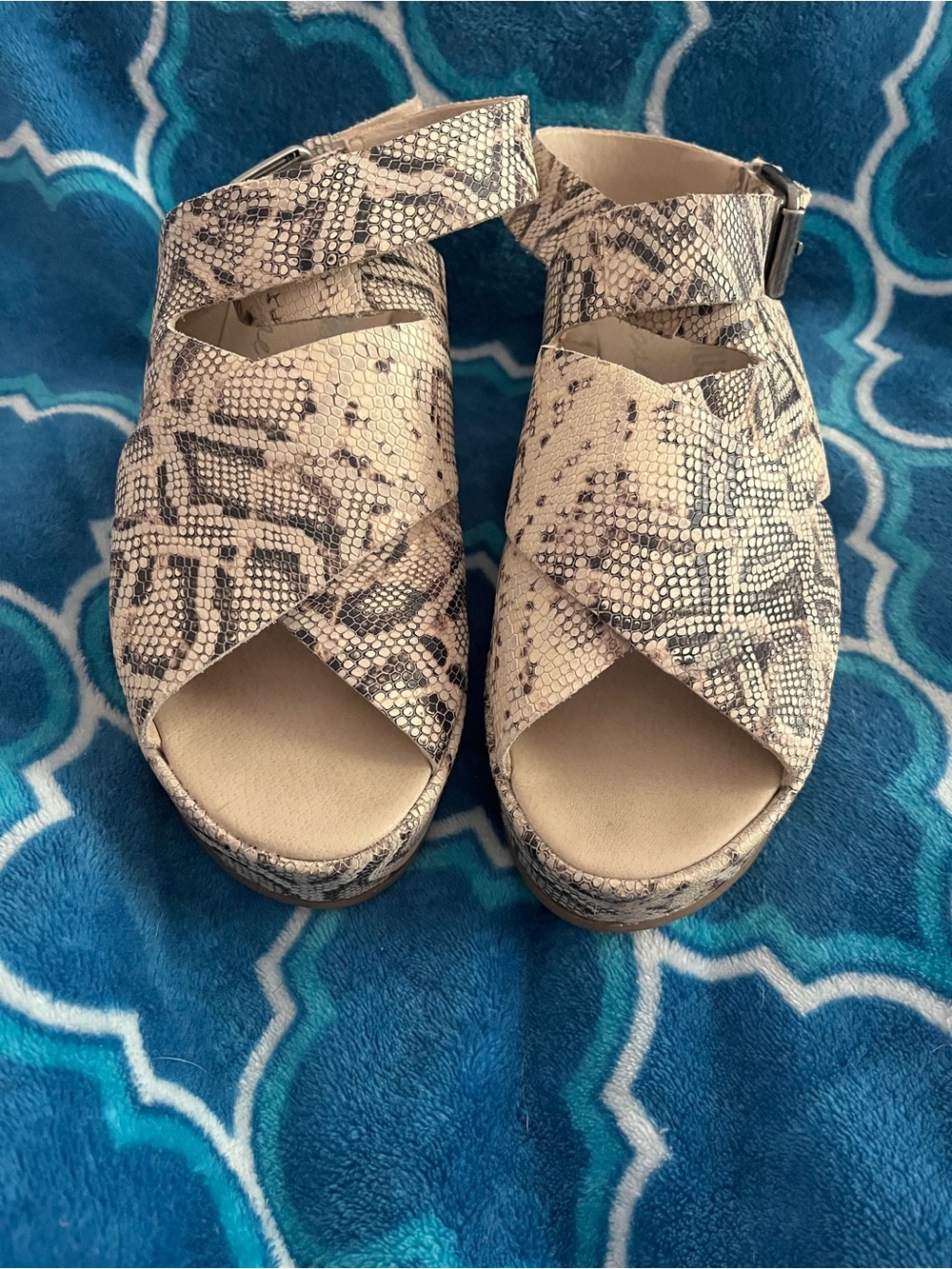 Matisse Beige Snakeskin Wedge Sandals